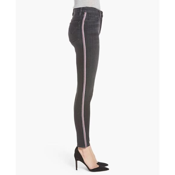 Hudson Jeans Barbara High Rise Track Stripe Super Skinny Jeans in Dark Raven - Picture 7 of 16